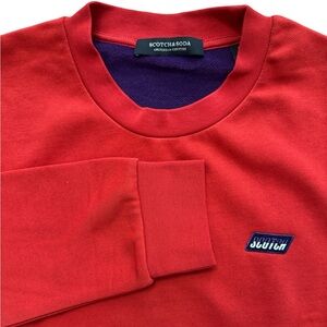 Scotch & Soda Men’s Red Sweatshirt Size Large Casual Designer Wear Cozy